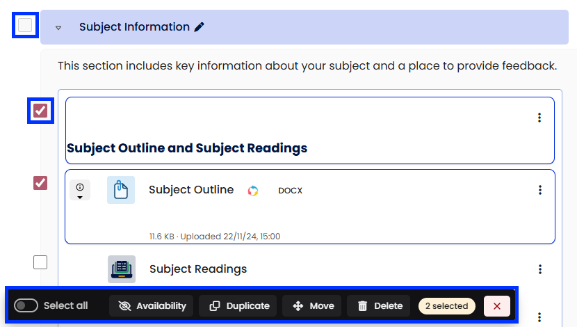Moodle - Bulk Actions Example